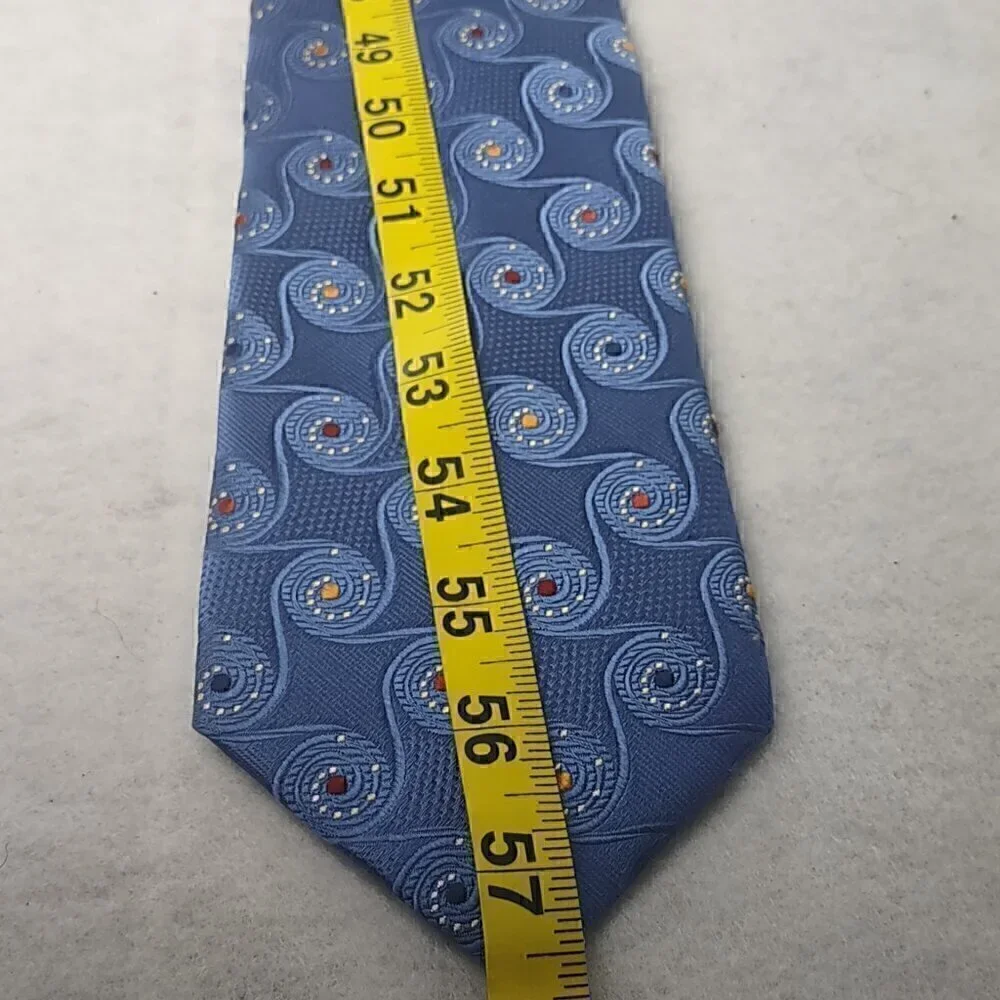 Rooster Men's Blue, Gold, Brown, Paisley Look 100% Silk Necktie - Picture 5 of 9